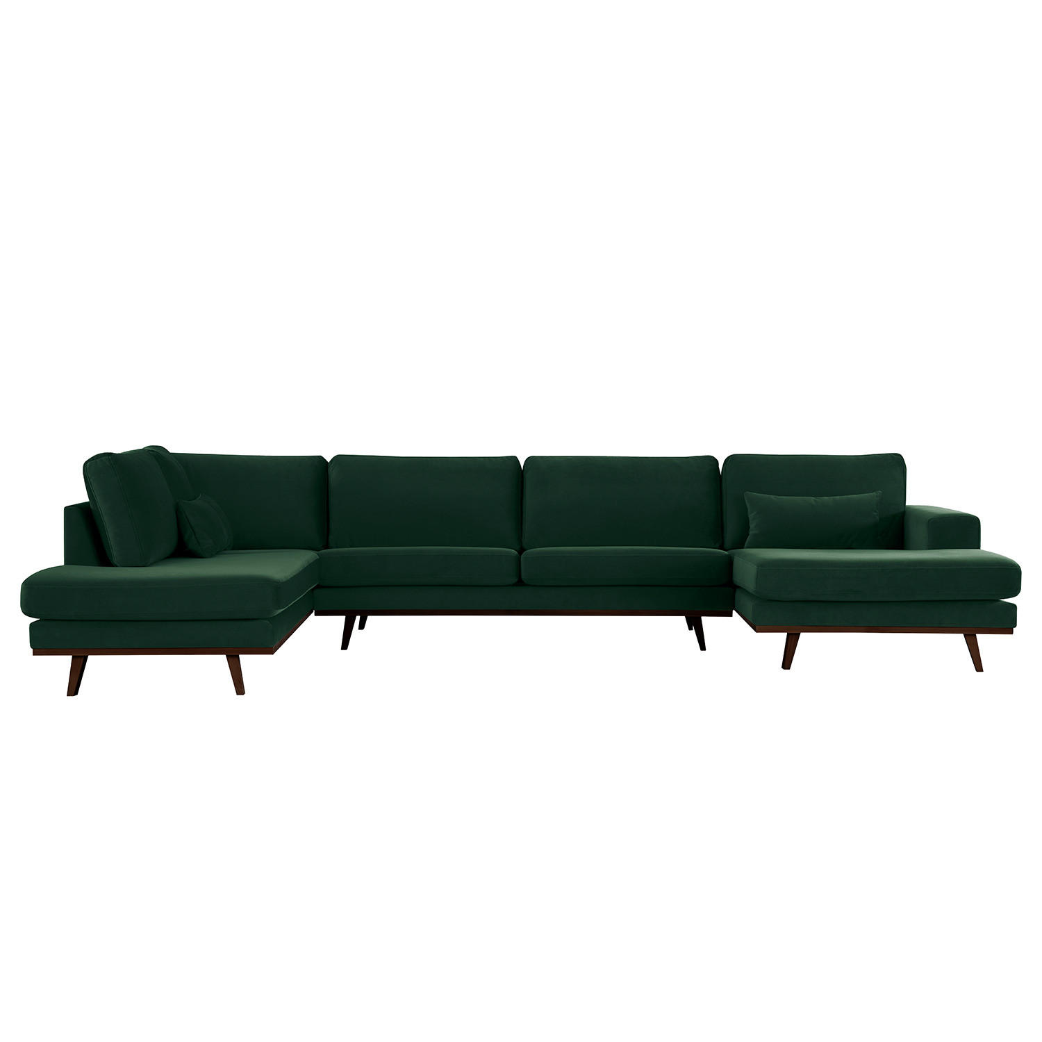 WOHNLANDSCHAFT mit Longchair - Buchefarben/Grün, Textil (371/81/219cm) - home24