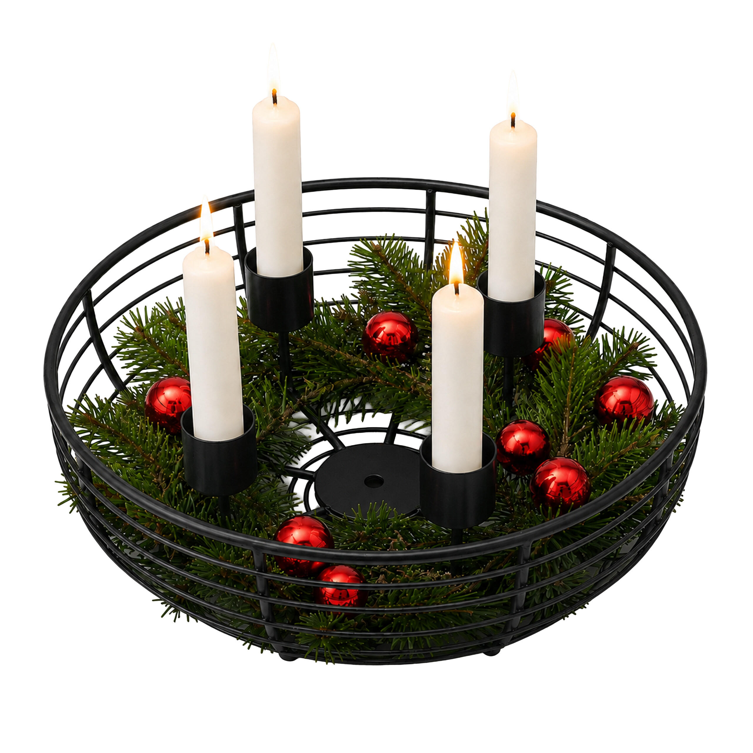ADVENTSKRANZ Schwarz Metall 4 Kerzenhalter 6x20,5 cm - Schwarz, Metall (6cm) - Relaxdays