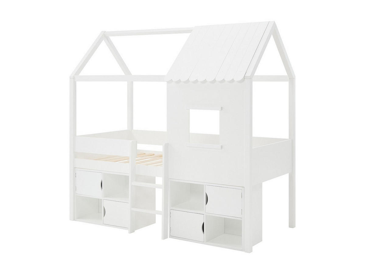 HAUSBETT - 1 Person - Holz, Platte, Holz, Platte - Weiß - - Weiß, Holz (90/190cm) - Vente-Unique