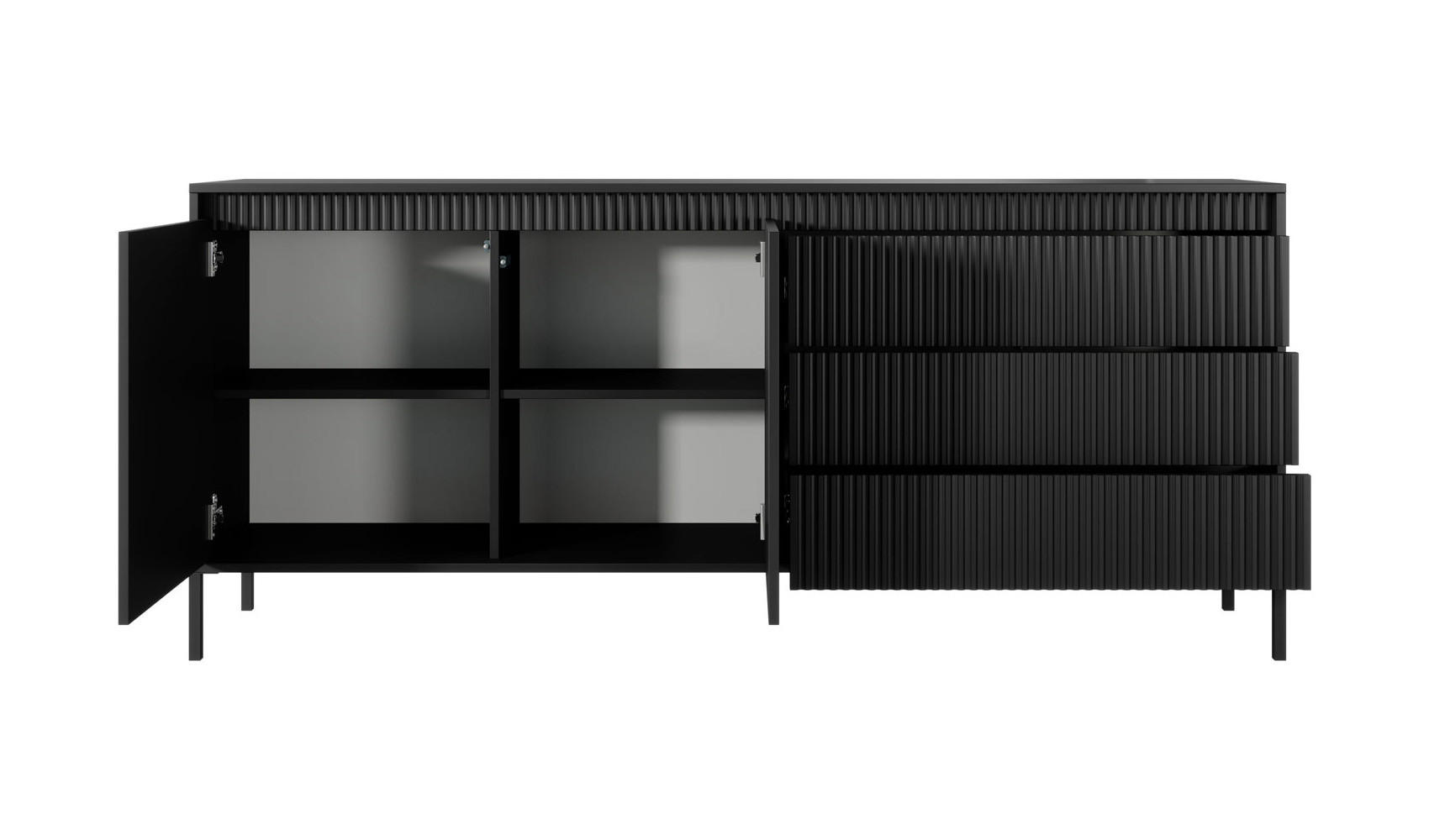 SIDEBOARD Senso schwarz 188 / 40 / 82cm - Schwarz, Holz/Holzwerkstoff (188/82/40cm) - Feldmann-Wohnen