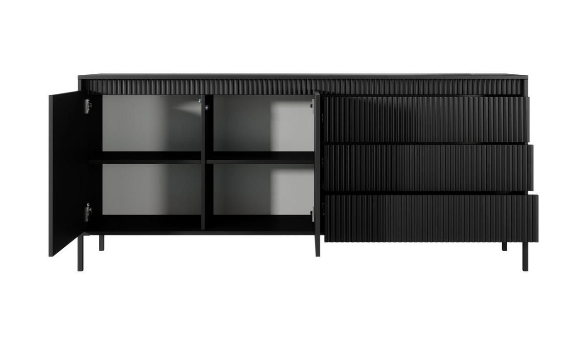 SIDEBOARD Senso schwarz 188 / 40 / 82cm - Schwarz, Holz/Holzwerkstoff (188/82/40cm) - Feldmann-Wohnen