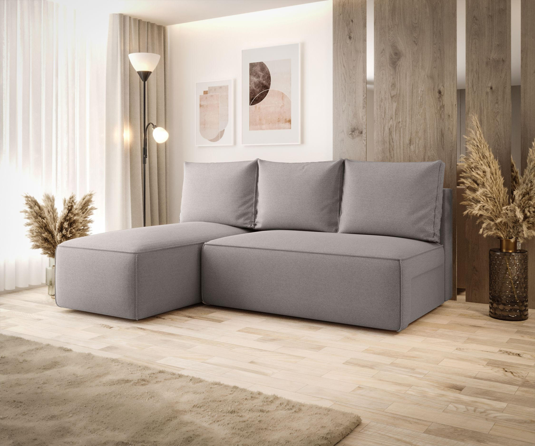 ECKSOFA mit Schlaffunktion SAVIO MINI Curio 83 Links - Grau, Textil (200/140cm) - Bedante