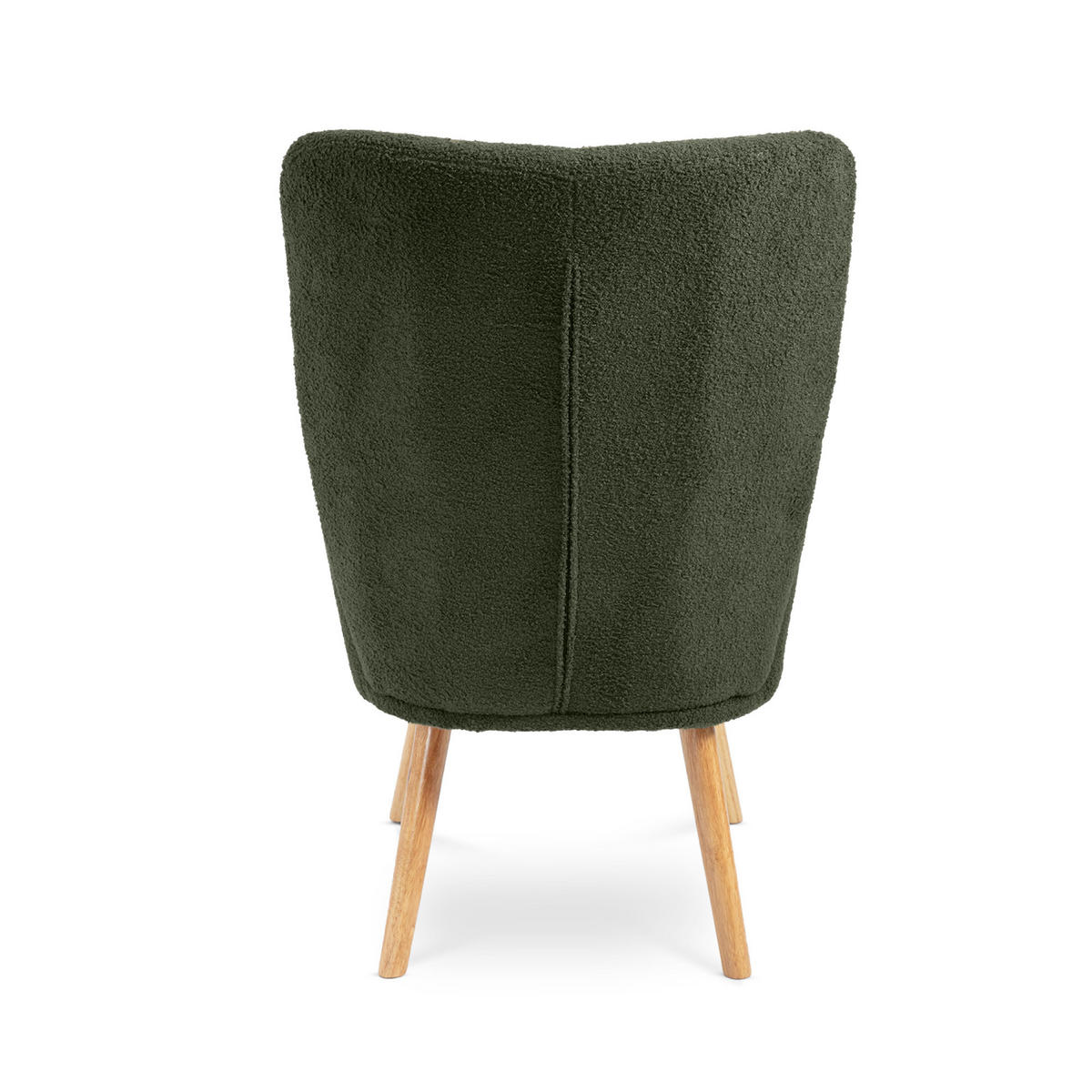 SESSEL Gaïa Moderner skandinavischer aus khakifarbenem Frotteestoff - Akaziefarben/Grün, Holz/Textil (66.5/98/80.5cm) - Sicaan