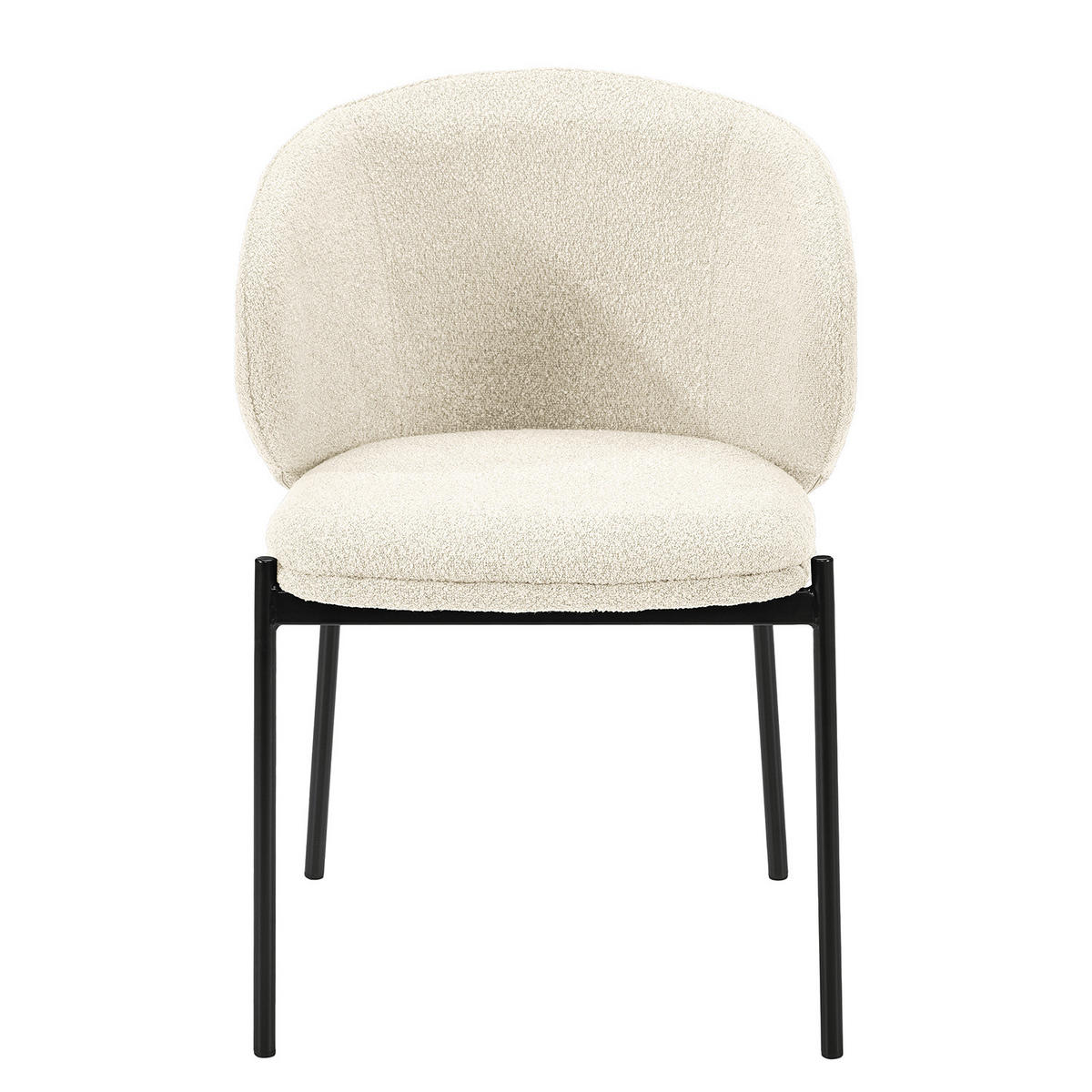 POLSTERSTUHL - 2er-Set - Stahl / Bouclé - Creme, Textil/Metall (57/76/58cm) - home24