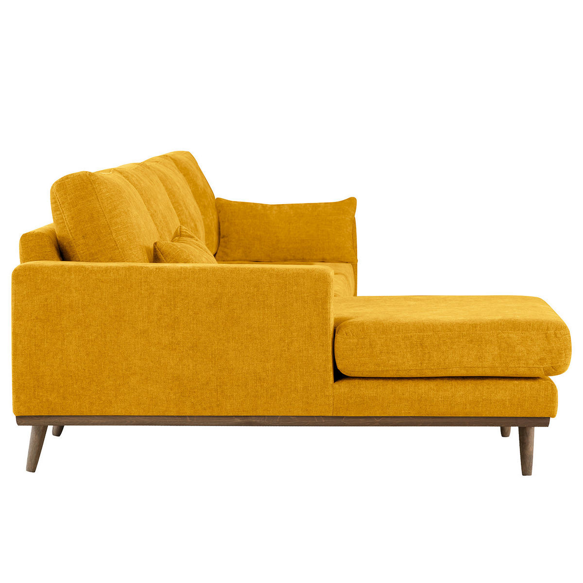 ECKSOFA mit Longchair - Eichefarben/Gelb, Eichenholz/Textil (281/153cm) - home24