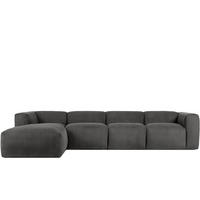 ECKMODULSOFA-LINKS BUFFO 6-Sitzer mit extrem weicher Sitzfläche, Kordstoff, grau - Grau, Textil (377/180cm) - KONSIMO®