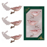 CHRISTBAUMSCHMUCK Korallenvögel Rosa 9cm (Glas / 3 Stk.) - Rosa, Glas (4/4/9cm) - Krebs Glas Lauscha