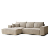 ECKSOFA Maze Beige Chenille-Stoff - Links Seite - Beige/Schwarz, Holz/Holzwerkstoff (185/294cm) - Maison de Reve