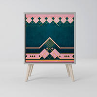 SIDEBOARD ROYAL COMPOSITION, Grau, 57,5x42x77,5 cm, Schräge Buchenholzfüße - Buchefarben/Multicolor, Holzwerkstoff/Buchenholz (57.5/77.5/42cm) - SpaceRebels