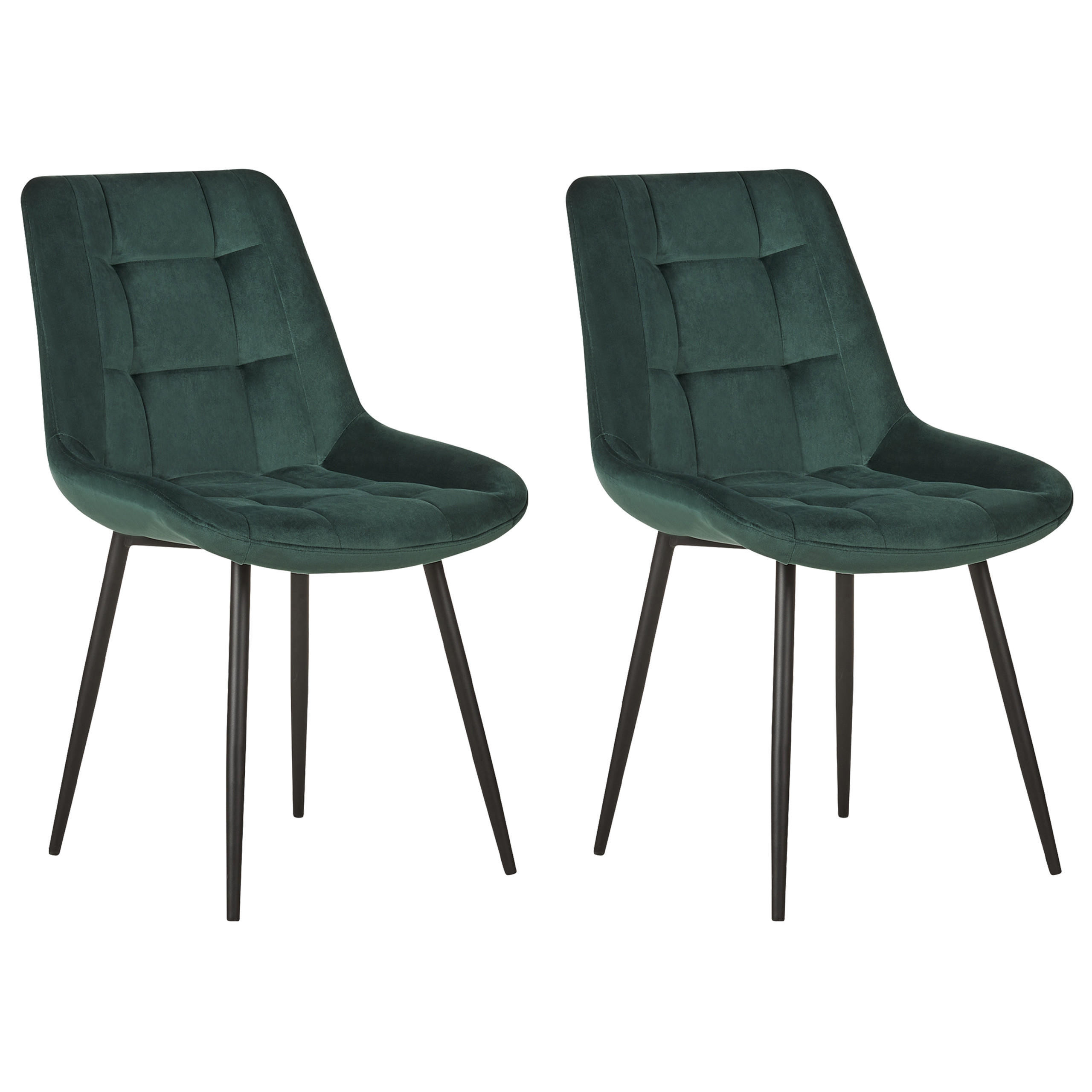 JÍDELNÍ ŽIDLE sada 2 ks Sametová látka Zelená Melrose - zelená barva, kov/textil (51/85/58cm) - Beliani