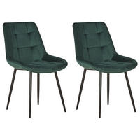 JÍDELNÍ ŽIDLE sada 2 ks Sametová látka Zelená Melrose - zelená barva, kov/textil (51/85/58cm) - Beliani