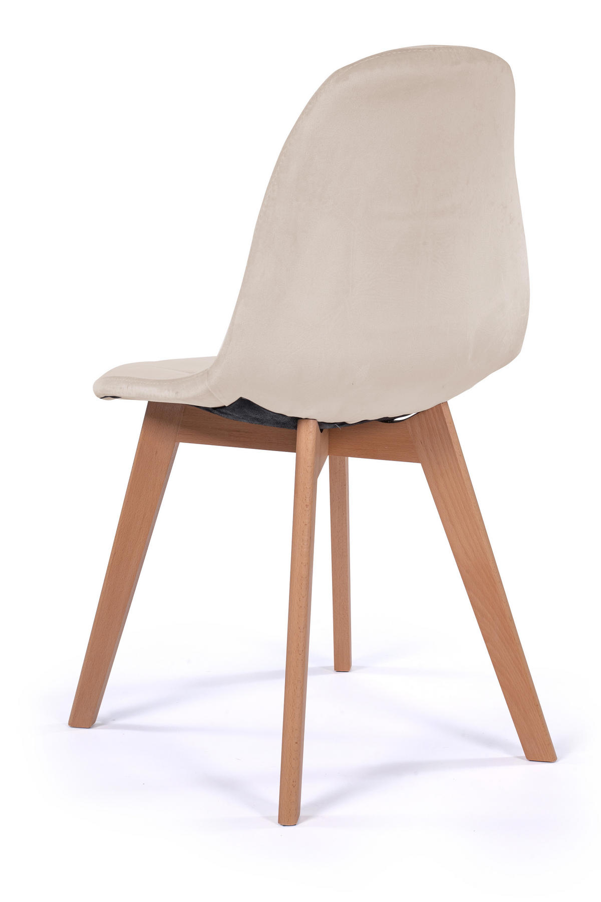 STUHL VEGAS im skandinavischen Stil - beige - Samt Velours - Beige/Naturfarben, Holz/Kunststoff (47/86/42cm) - NEW HOME