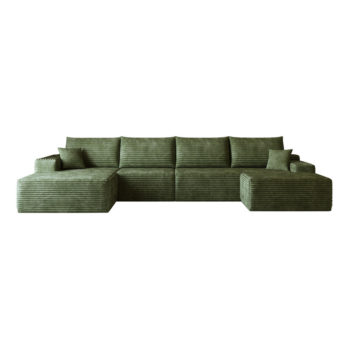 WOHNLANDSCHAFT DE-34857 U-Form 3-Sitzer Chaiselongue links Grün - Grün, Textil (175/83/270cm) - ComfortXL
