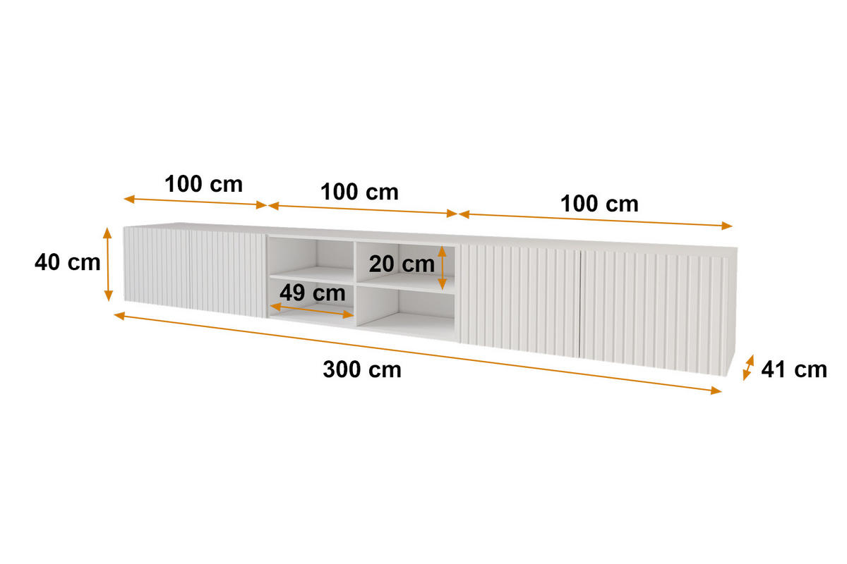 LOWBOARD KITO-W 3x100x40x41 cm - Weiß - Weiß, Holzwerkstoff (300/40/41cm) - ALTDECOR