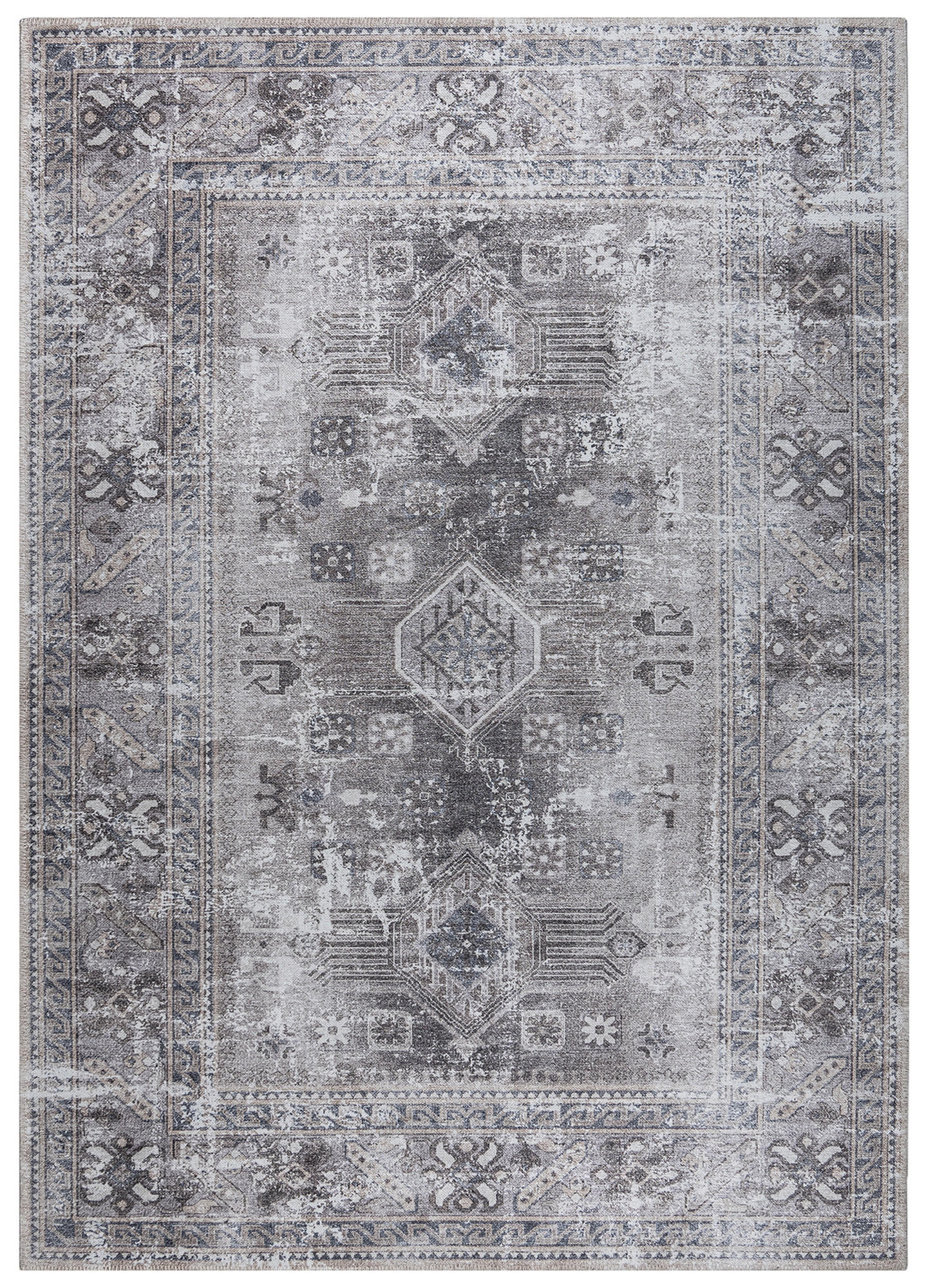 TEPPICH DUBAI grau vintage 120/180 cm - Grau, Textil (120/180cm) - Tapiso