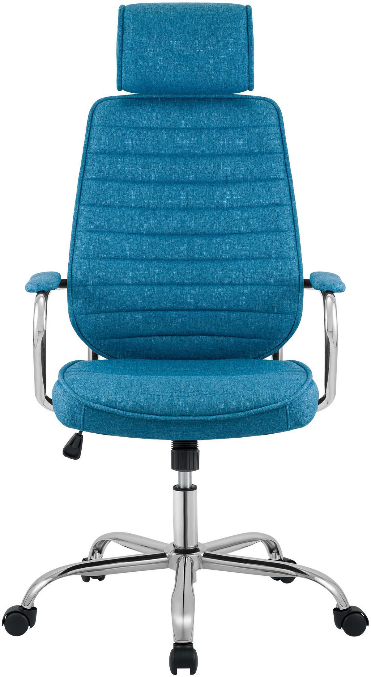 CHEFSESSEL Stoff Blau - Chromfarben/Blau, Textil/Metall (60/117/67cm) - CLP