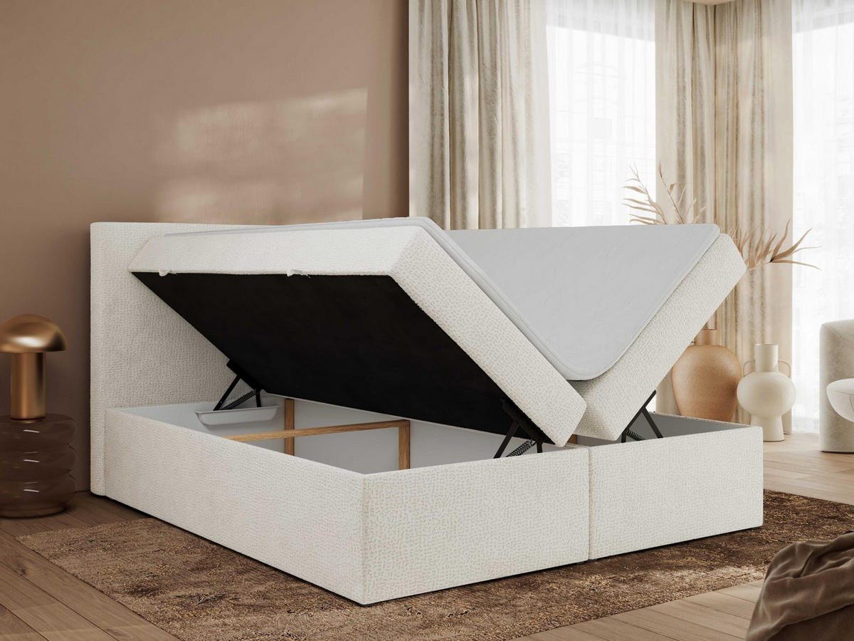 BOXBETT JAGUAR 200/200 - Creme Struktur - H4 - Ecru, Holz/Textil (200/200cm) - MKS