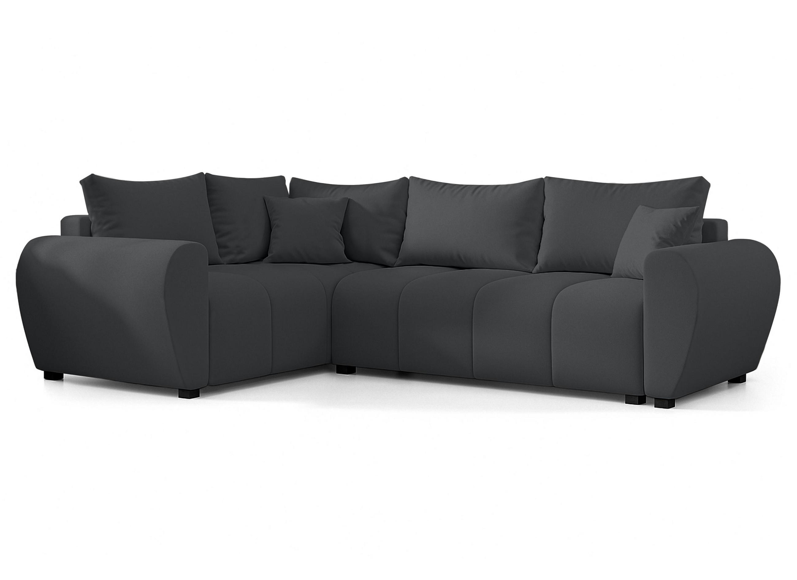 ECKSOFA L Form Malatya MAX Dunkelgrau 246/145/82 cm stilvolle mit Schlaffunktion L - Dunkelgrau/Schwarz, Kunststoff/Textil (175/235cm) - AX Living
