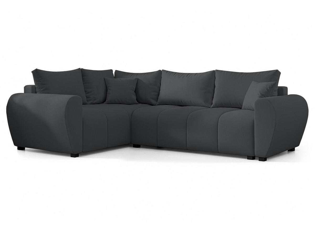 ECKSOFA L Form Malatya MAX Dunkelgrau 246/145/82 cm stilvolle mit Schlaffunktion L - Dunkelgrau/Schwarz, Kunststoff/Textil (175/235cm) - AX Living