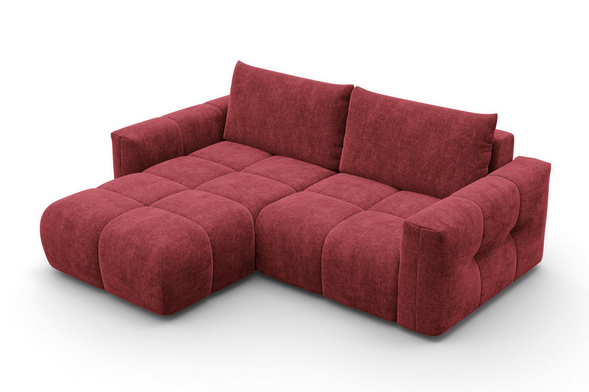ECKSOFA VERONA 3-Sitzer links, Dunkelrot - Schwarz/Dunkelrot, Holz/Textil (224/173cm) - Courtois Laville