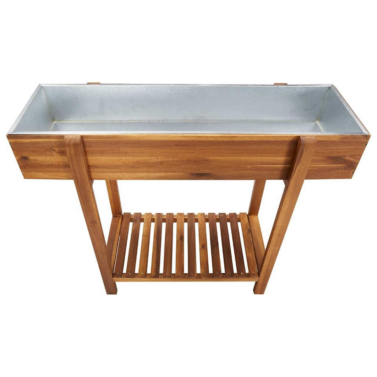 ERHÖHTER Garten-Hochbeet Akazie Massivholz Und Zink - Braun, Holz (90/75/30cm) - vidaXL