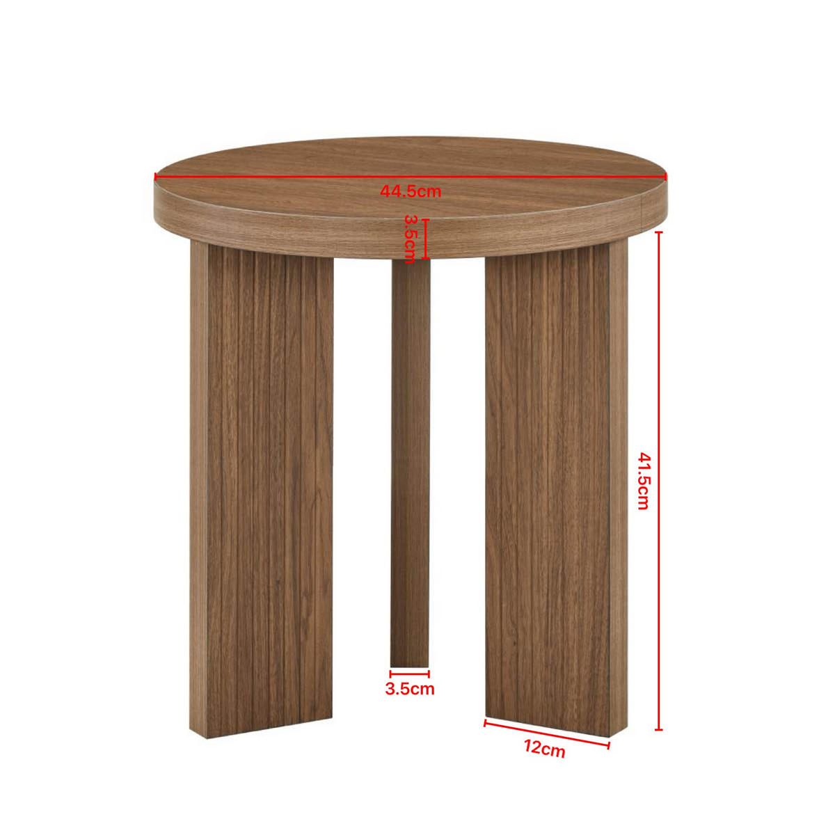 BEISTELLTISCH rund mit Holzoptik 1-teilig Walnussbraun - Walnussfarben/Braun, Holzwerkstoff (44.5/44.5/45cm)