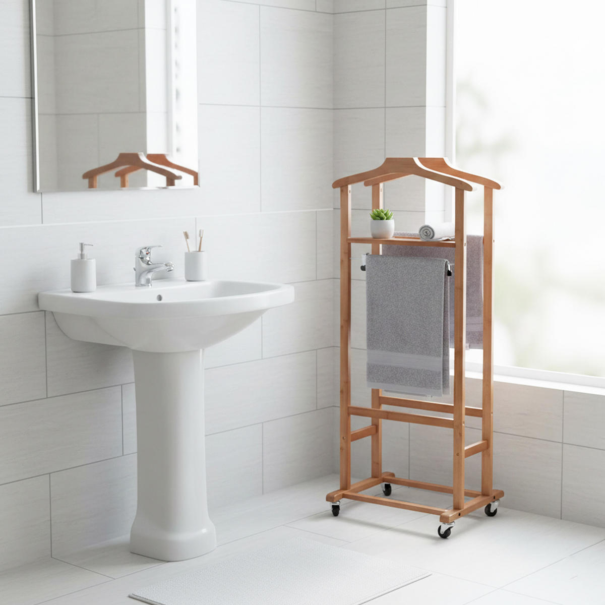 HERRENDIENER - Dunkelbraun, Holz/Kunststoff (47/107/37cm) - Relaxdays