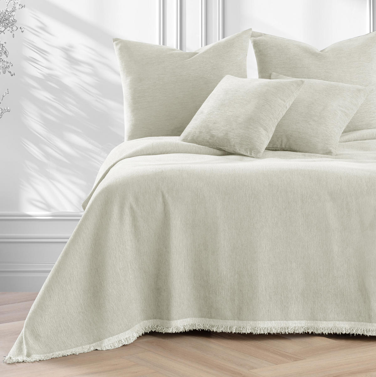 TAGESDECKE TALO mit Fransen Creme 220x240 - Creme, Textil (220/240cm)