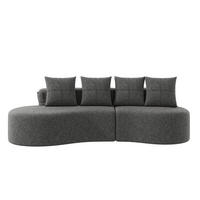 SOFA Leinen Dunkelgrau mit Becherhalter, Seitentaschen und mit Kissen - Dunkelgrau, Textil (240/63/109cm) - WISHDOR