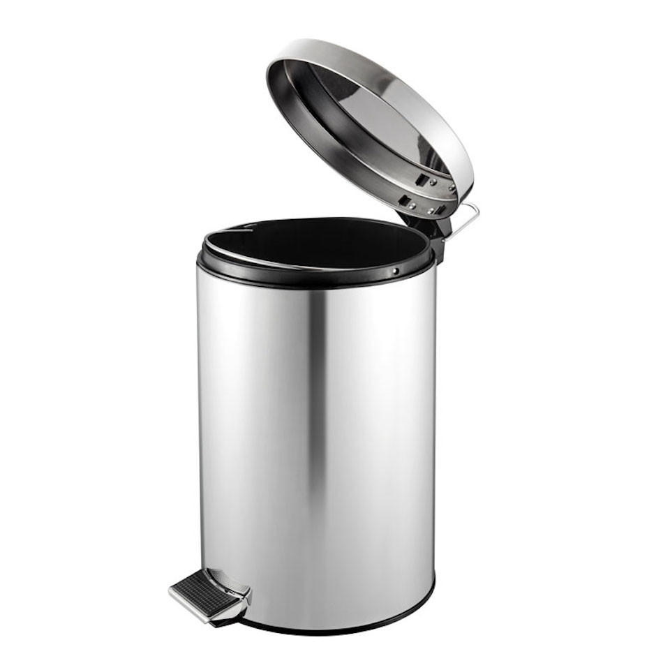 MÜLLEIMER Runder TretMit Herausnehmbaren Kunststoff Inneneimer 3 Liter 27 x 19,5 x 17 cm Edelstahl - Silberfarben, Metall (19.5/27/17cm) - PROREGAL