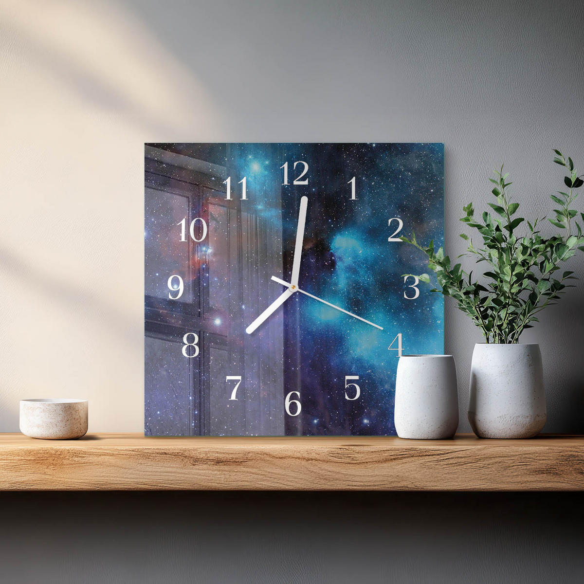 WANDUHR 30x30 cm - Sternenhimmel - Blau, Glas (30/30/0.4cm) - TULUP