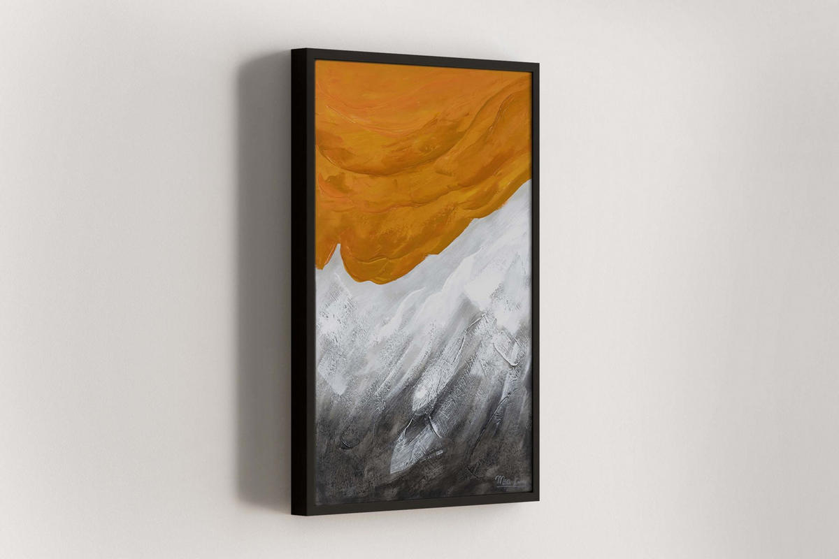 ACRYLBILD HANDGEMALT 60/90 cm - Orange/Grau, Holz/Textil (1.3/90cm) - KUNSTLOFT