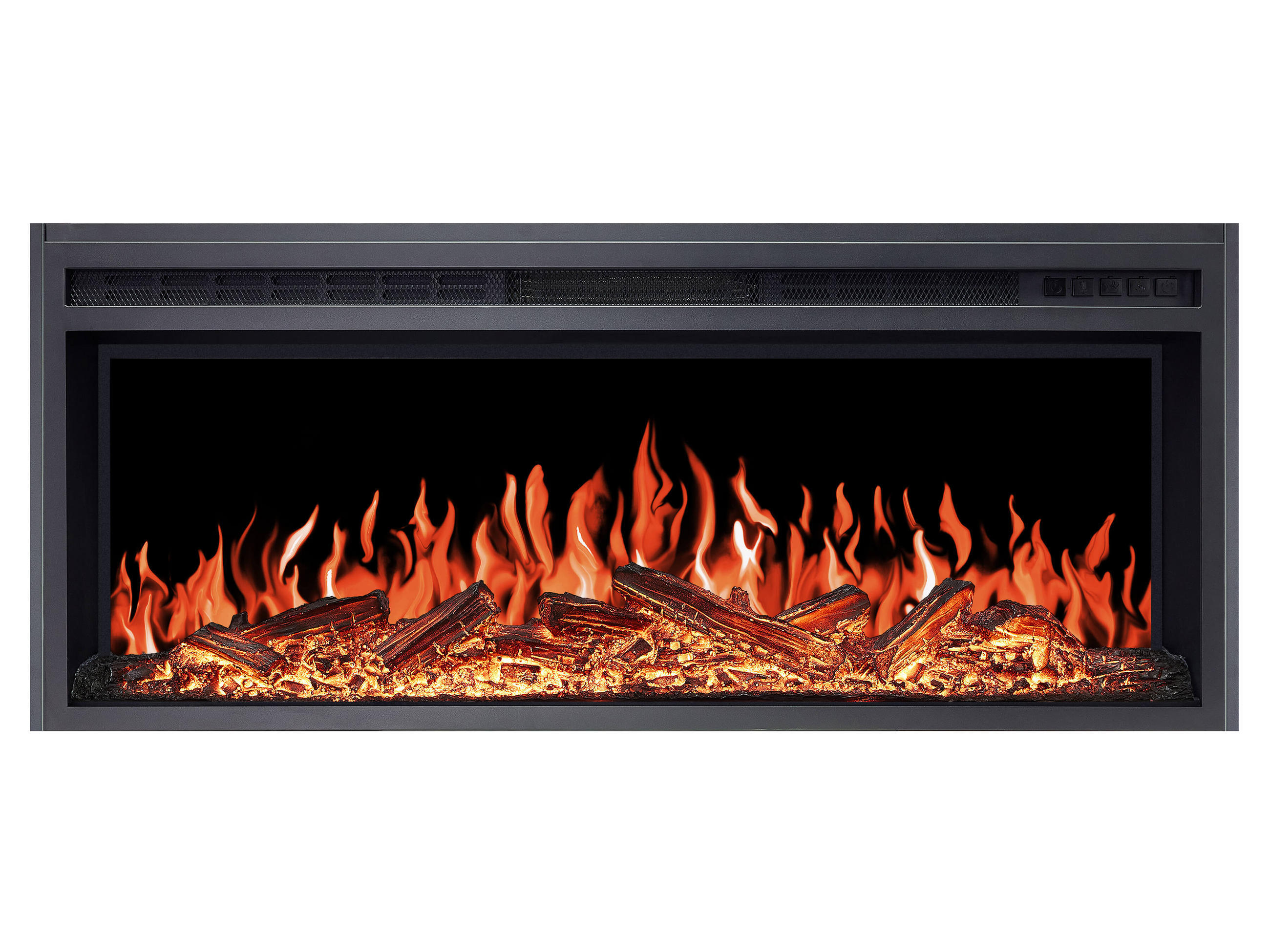 EINBAU-ELEKTROKAMINEINSATZ AF38 Multicolor – Breite 99 cm, 3D-Flammeneffekt, mehrfarbige Flammen, Heizfunktion - Schwarz, Glas/Metall (99.3/41.4/19cm) - ArtiFlame