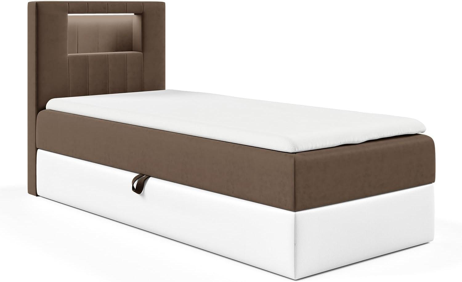 Meblini Kinderbett Braun, Weiß 92x212 cm