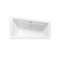 BADEWANNE Eckwanne INTIMA 160/90 Rechts Ablauf Füße + 1 Kopfstütze + Ablage - Weiß, Kunststoff (90/55.5/160cm) - bad land
