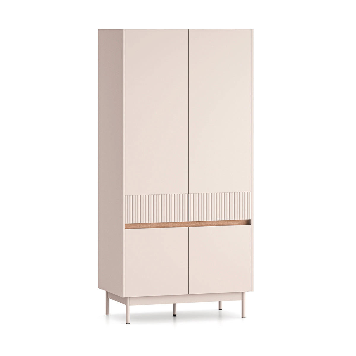 OMARA 4 vratien Connie Kašmir in les - bež, leseni material (91.9/192.8/53cm) - Petits-meubles