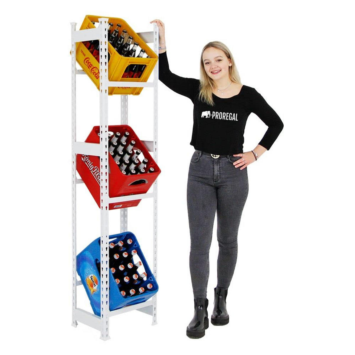 GETRÄNKEKISTENREGAL Big Camel HxBxT 180 x 40 x 30 cm Weiß - Weiß, Metall (40/180/40cm) - PROREGAL