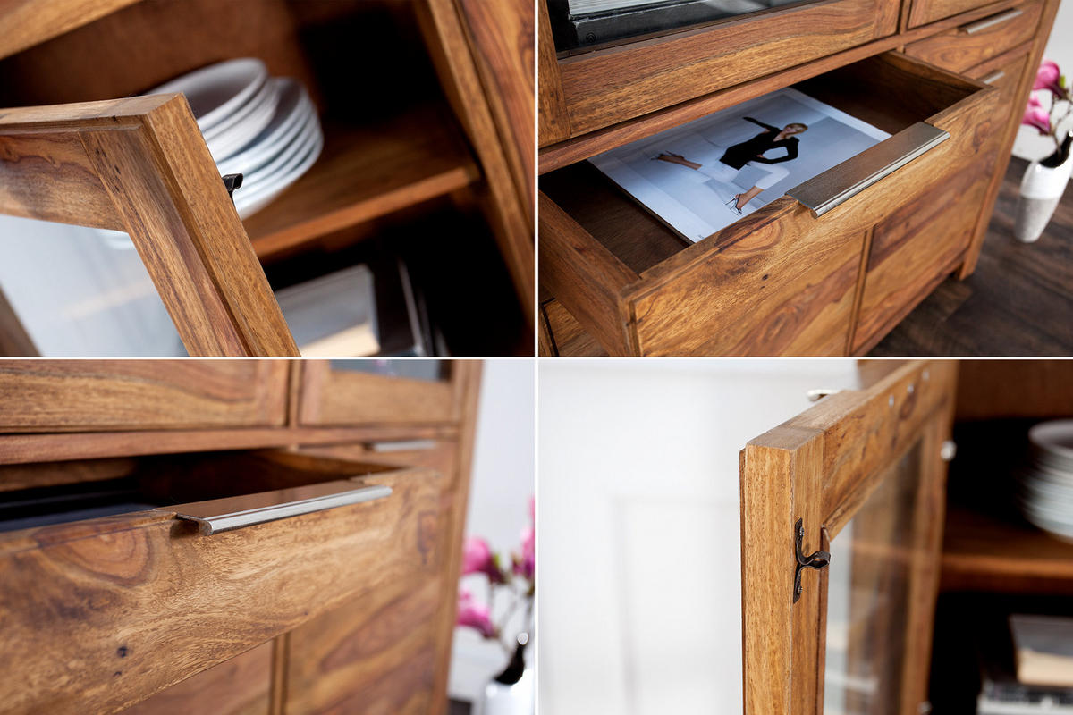 HIGHBOARD PURE Sheesham Natur 140 cm - Braun, Holz (120/140/35cm) - riess-ambiente
