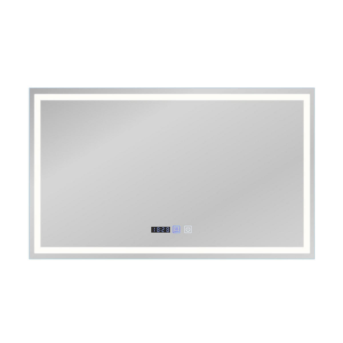 BADEZIMMERSPIEGEL Erfurt mit LED-Leuchte 100/60/2.5 cm - Weiß, Glas (60/2.5/100cm) - Nettlife