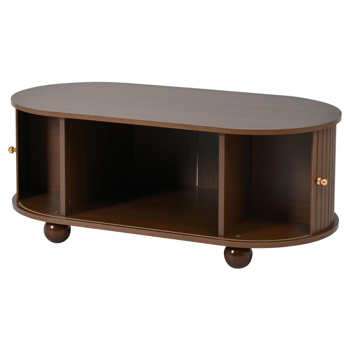 COUCHTISCH aus MDF 100/50/40 cm mit 360-Grad-Schiebetür und Stauraum, Walnussfarbe - Walnussfarben, Holzwerkstoff (100/50/40cm) - Redom