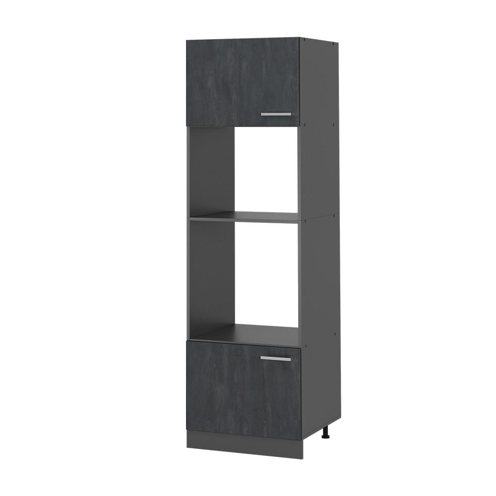 MIKROWELLENSCHRANK R-Line Schwarz Beton 60 cm - Anthrazit/Schwarz, Holzwerkstoff (60/206.8/57.2cm) - Vicco