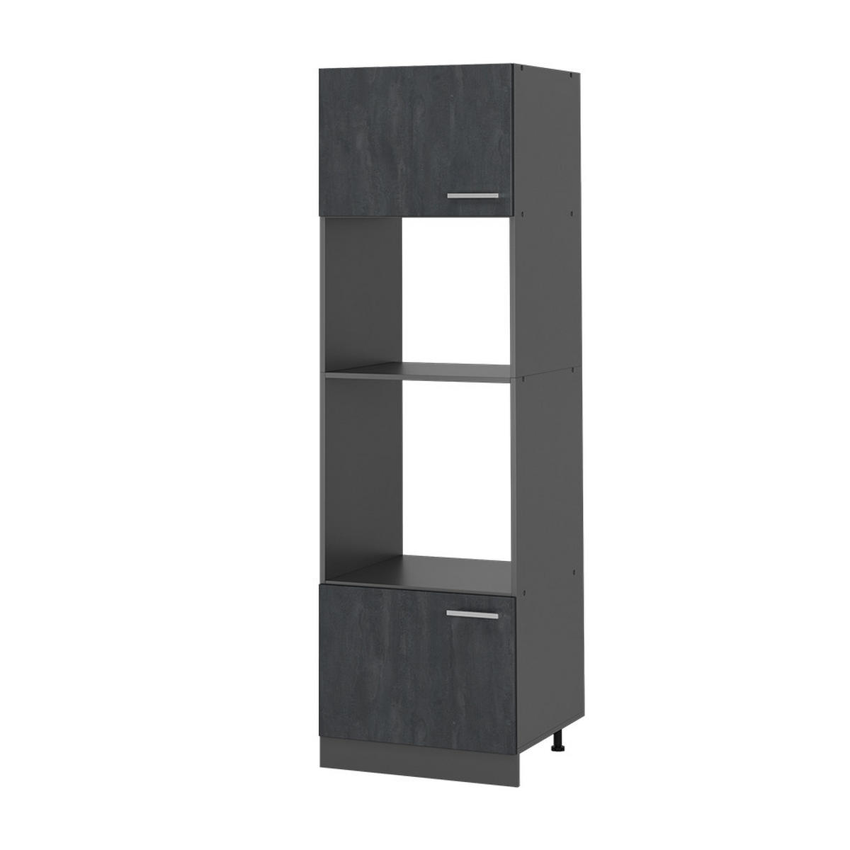 MIKROWELLENSCHRANK R-Line Schwarz Beton 60 cm - Anthrazit/Schwarz, Holzwerkstoff (60/206.8/57.2cm) - Vicco