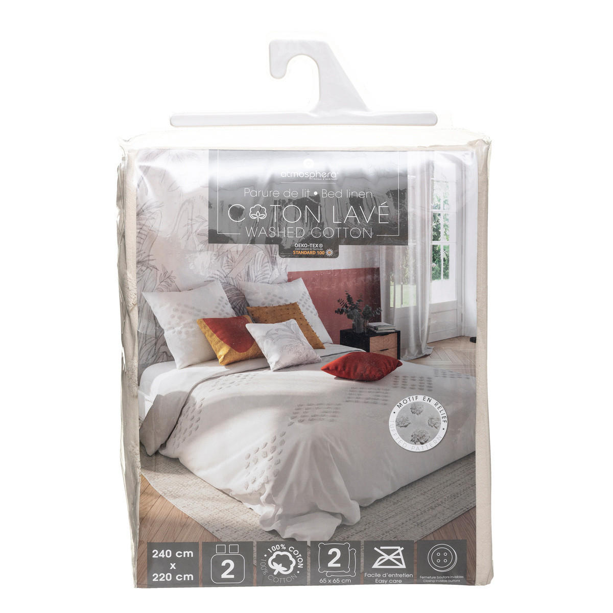 BETTWÄSCHE-SET mit 2 Kissenbezügen 240/220 cm - Beige, Naturmaterialien (220/240cm) - Atmosphera Createur d´interieur