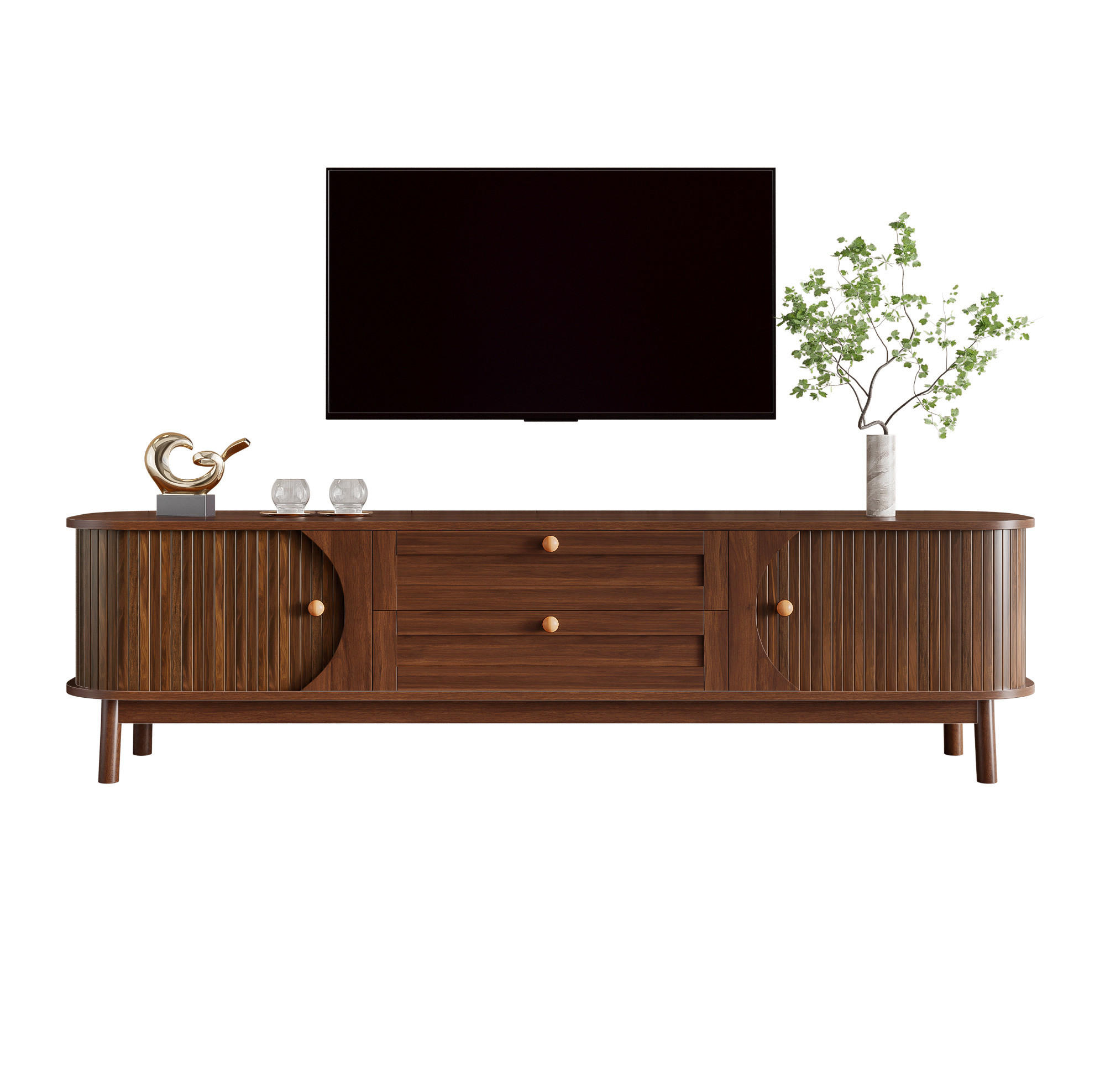 TV-LOWBOARD 170/39,5/46 cm Nussbaum aus MDF mit Schubladen - Walnussfarben, Holzwerkstoff (39.5/46/170cm) - OKWISH