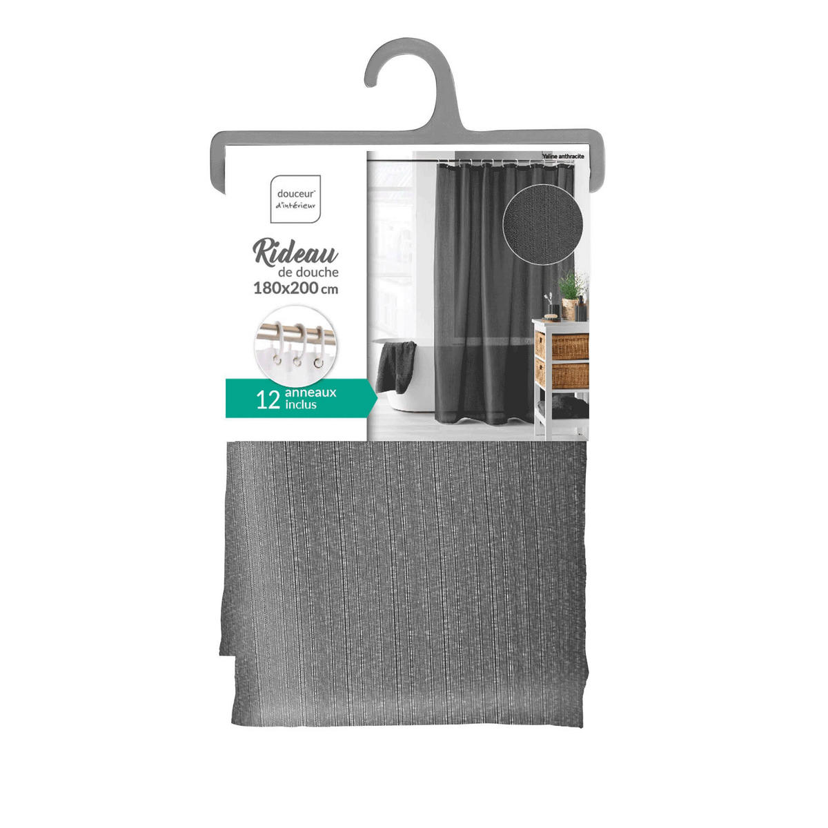 DUSCHVORHANG Yaline 180/200 cm - Grau, Textil (180/200cm) - Douceur d´intérieur