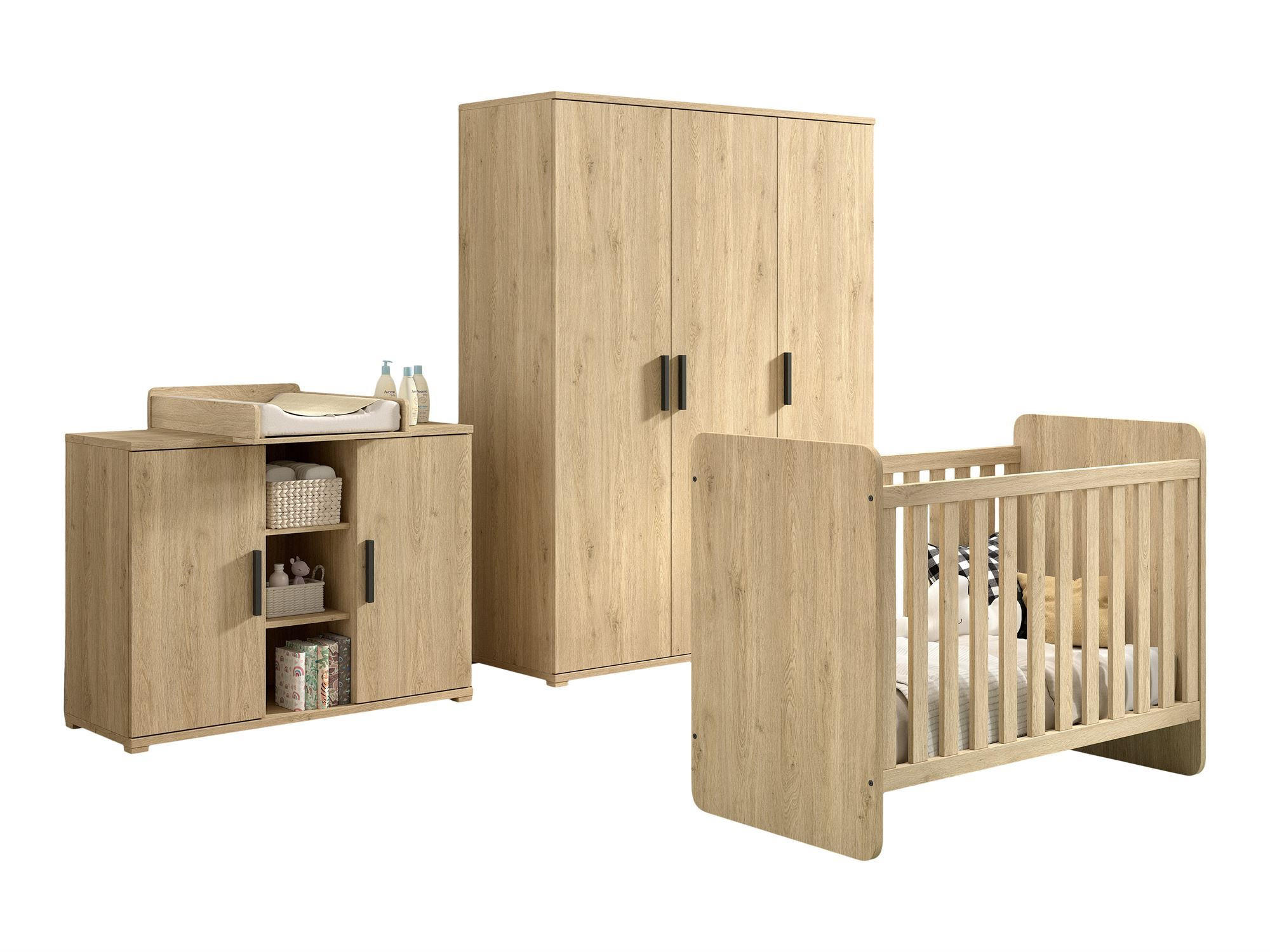 BABYZIMMER Set Keelia Eiche Melamin 4tlg Möbel - Eichefarben, Kunststoff (100/1/200cm) - 58aufmkessel
