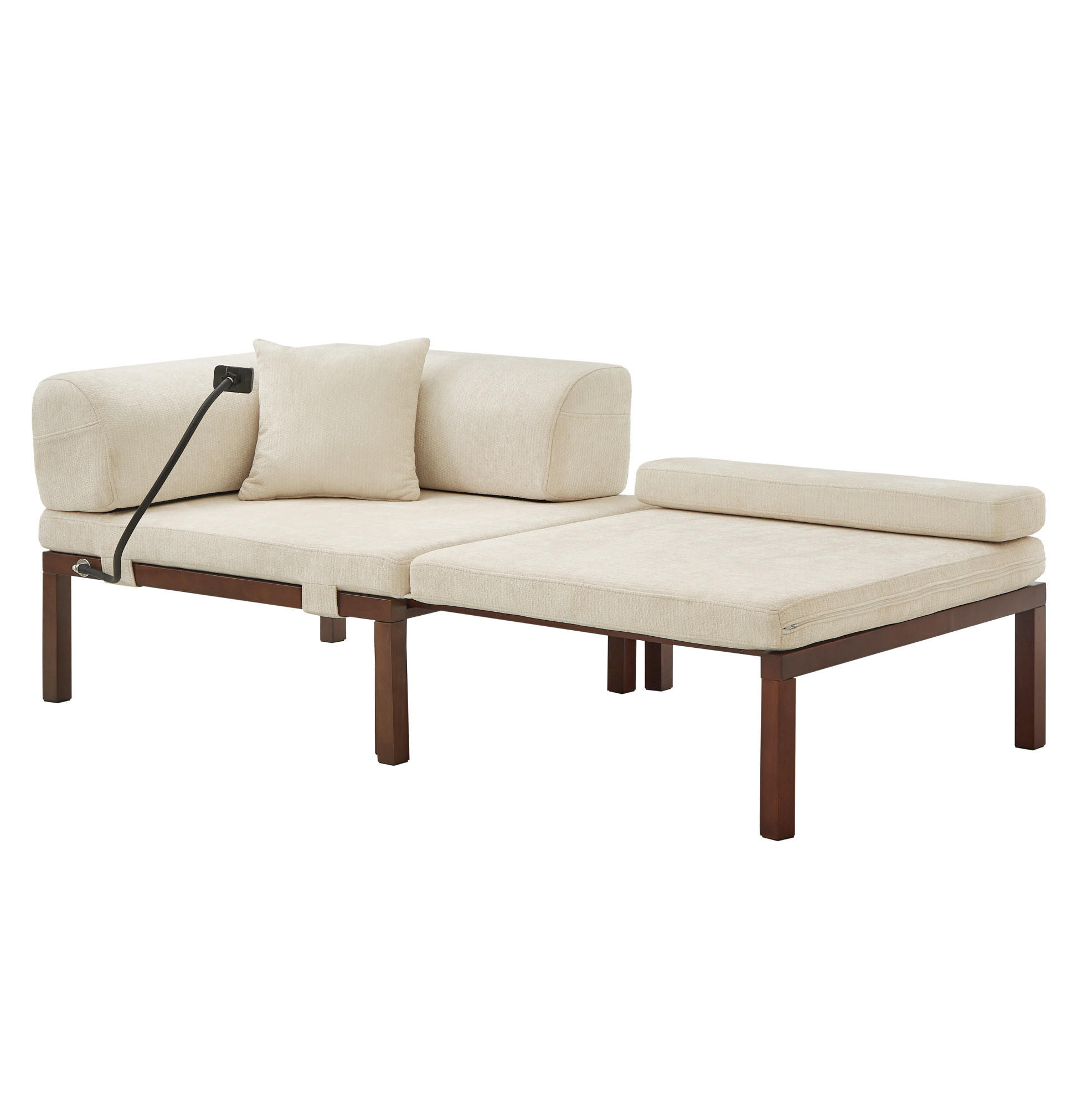 SCHLAFSOFA aus Samt in Beige mit ausziehbarer Einzelfunktion - Beige, Textil (176/64/81cm) - Modfu