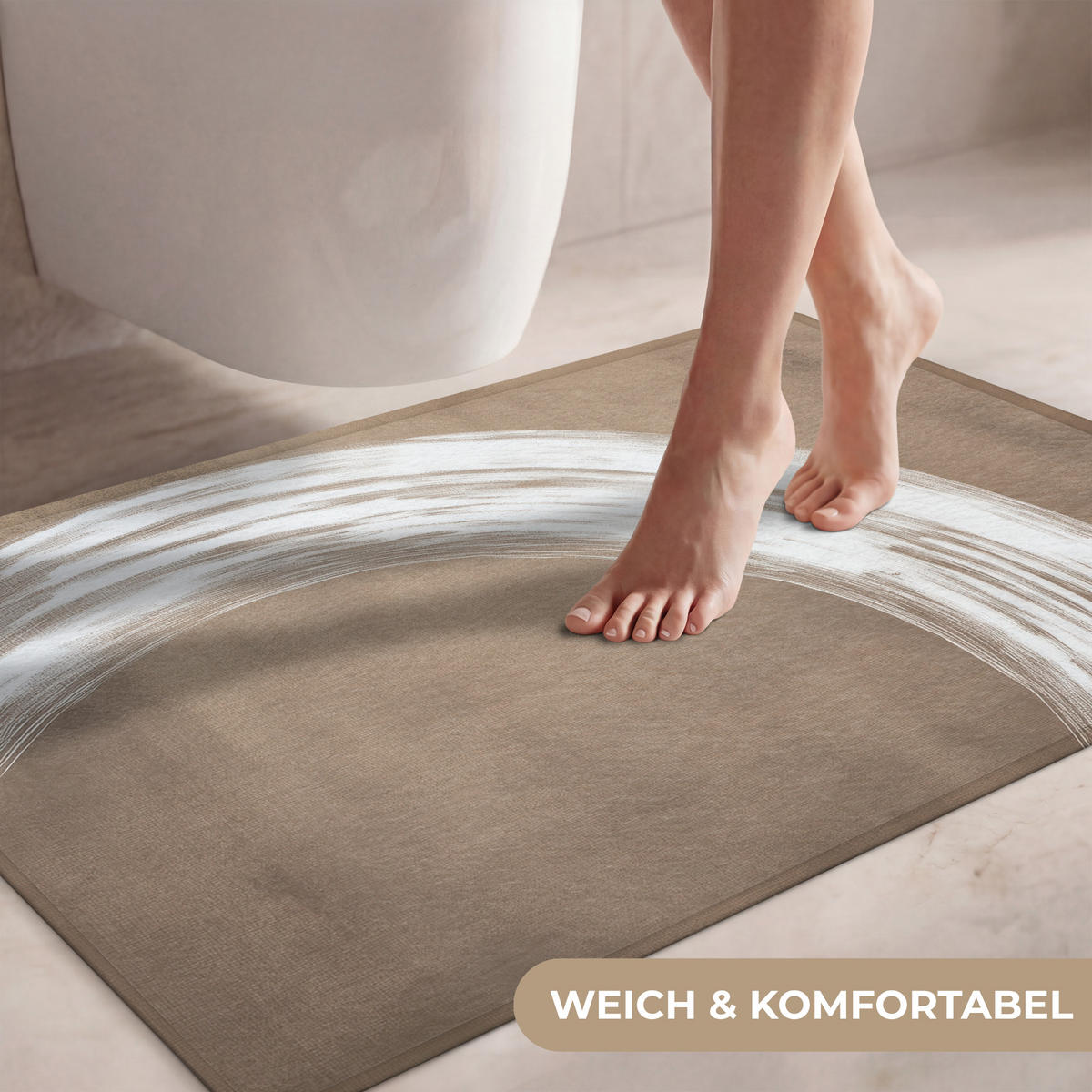 WC PŘEDLOŽKA Barva - hnědá - Japandi 90x60 cm - barva mokka, textil/plast (90/1cm) - OnlyWow