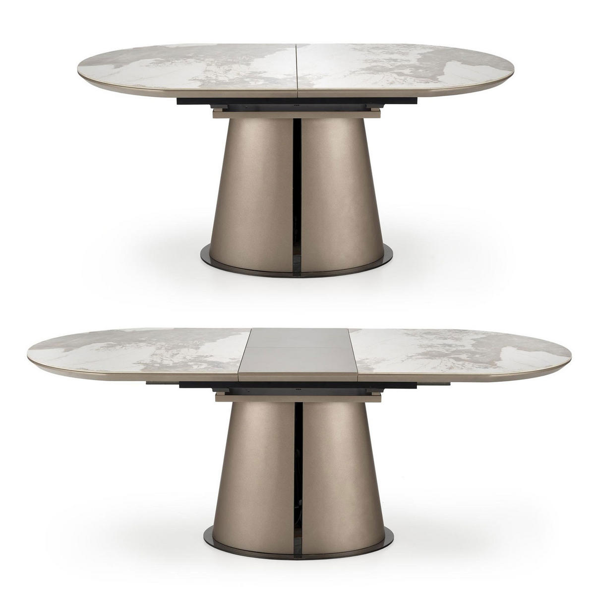 ESSTISCH Robinson beige Marmor | Cappuccino 160-220 / 90 / 75cm - Beige/Braun, Holz/Keramik (90/200/76cm) - Feldmann-Wohnen