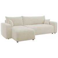 ECKSOFA Pianoni Creme Bouclé-Bezug - Creme/Schwarz, Kunststoff/Textil (244/140cm) - Selsey